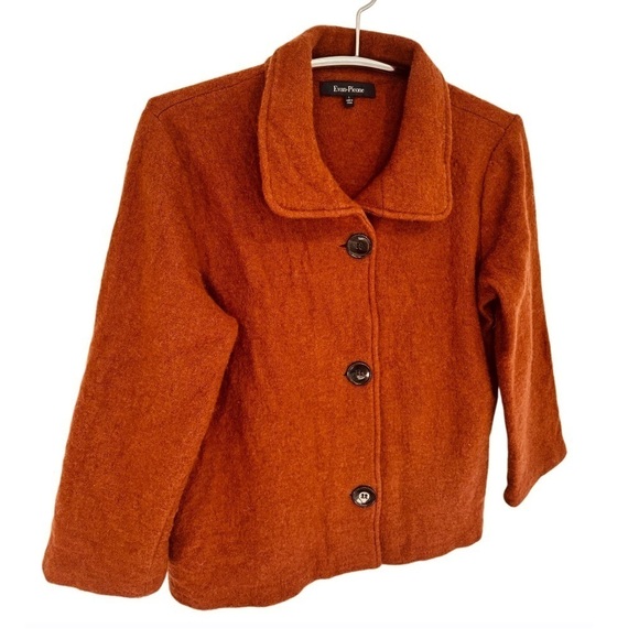 EVAN-PICONE RUST RED 100% WOOL BLAZER SWEATER, WOMENS SIZE L - Picture 3 of 10